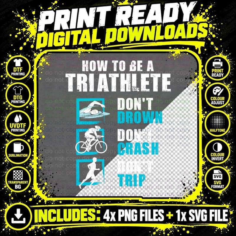 How to Be a Triathlete - Triathlon Swimming Running Png SVG Digital Bundle