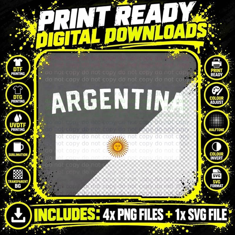 I Love Argentina Minimalist Argentinian Flag Png SVG Digital Bundle