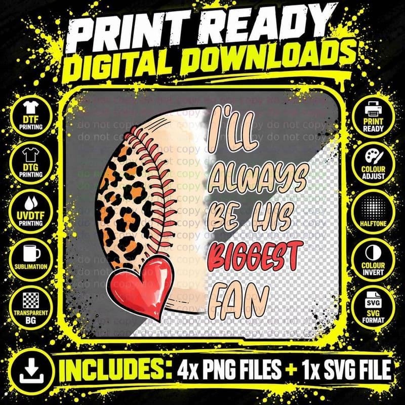 I'll Always Be His Biggest Fan Sport Mom T-Shirt Png SVG Digital Bundle