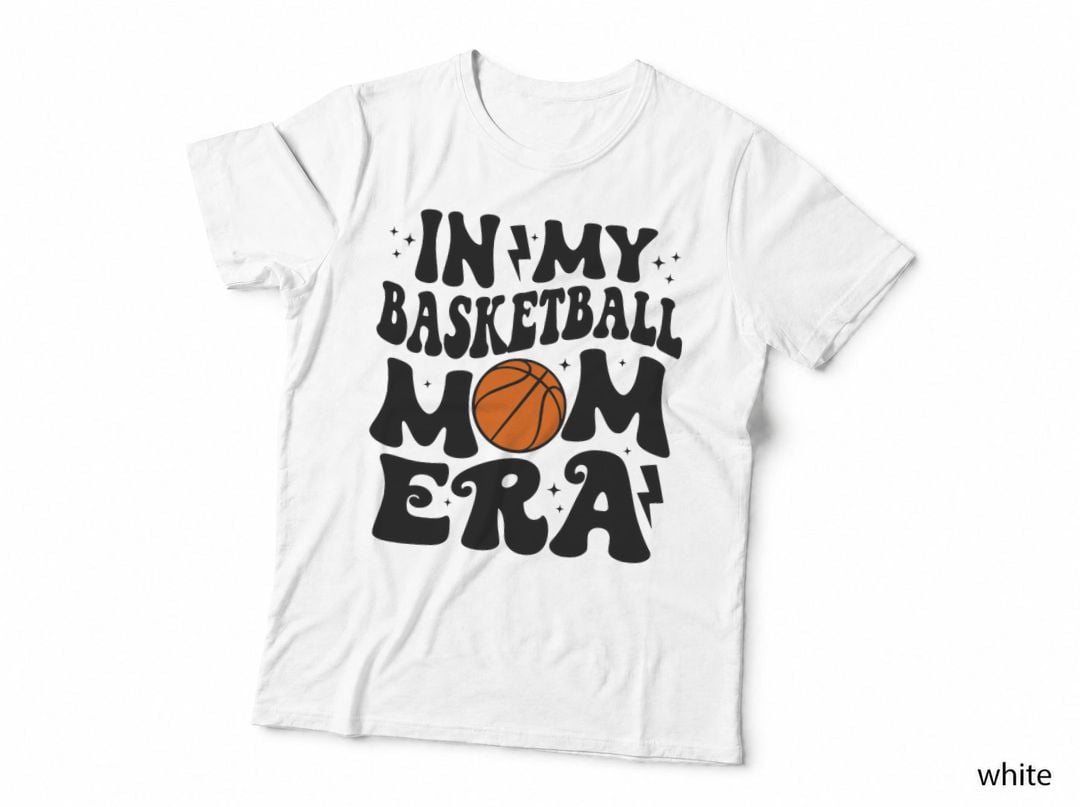 In My Basketball Mom Era Cute Groovy Basketball, for Women, Sports Fan T-Shirt