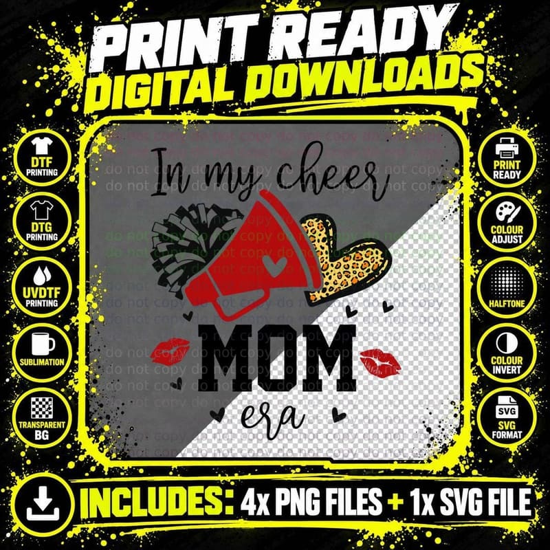 In My Cheer Mom Era Cheerleading Football Mom Women Life Png SVG Digital Bundle