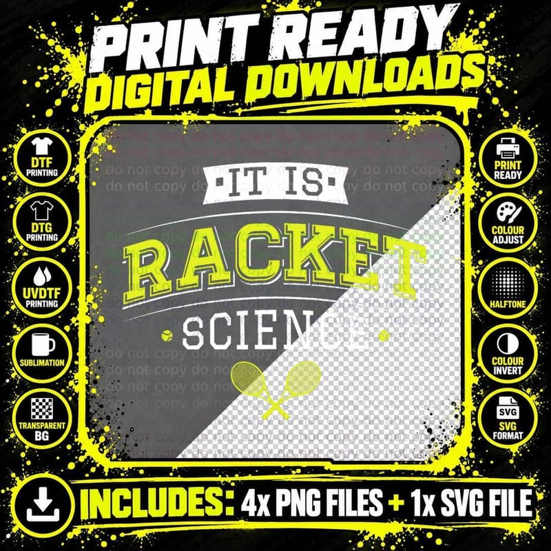 It's Racket Science - Funny Tennis Lover & Coach Png SVG Digital Bundle