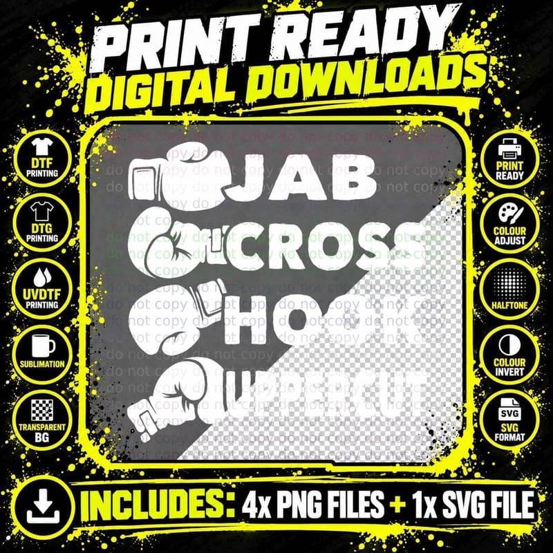 Jab Cross Hook Uppercut - Boxing Lover Gym Boxer Png SVG Digital Bundle