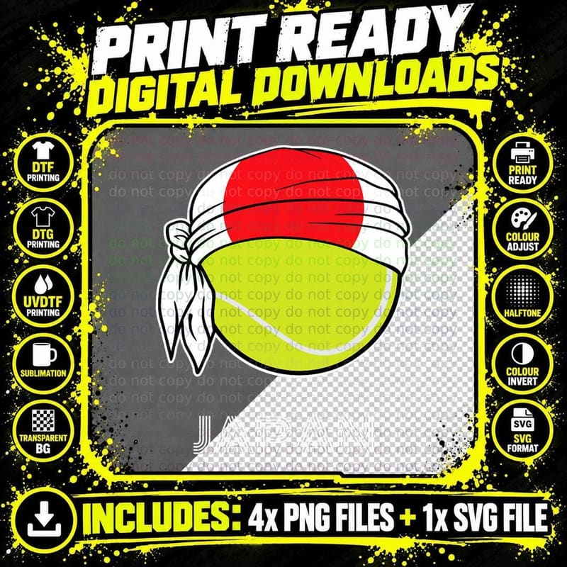 Japan Mens Tennis Top for Japanese Players Png SVG Digital Bundle