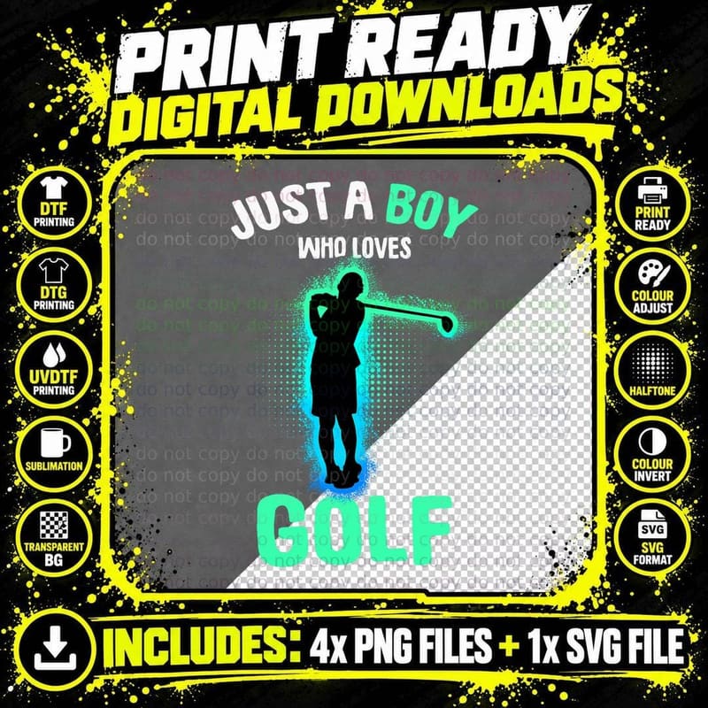 Just a Boy Who Loves Golf Club Golfer Golfing Kids Boys Png SVG Digital Bundle