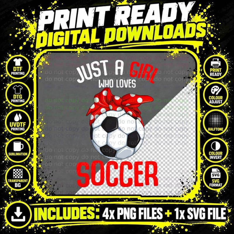 Just a Girl Who Loves Soccer Girls Youth T-Shirt Png SVG Digital Bundle
