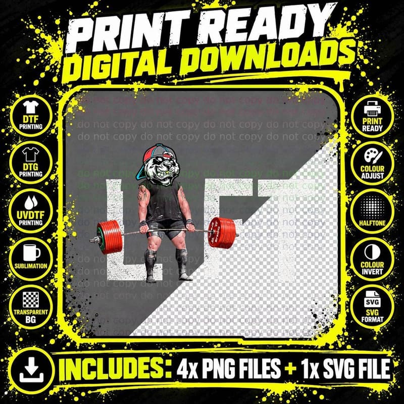 Lift Panda - Weight Lifting - Gym Shirt Work Out - Png SVG Digital Bundle