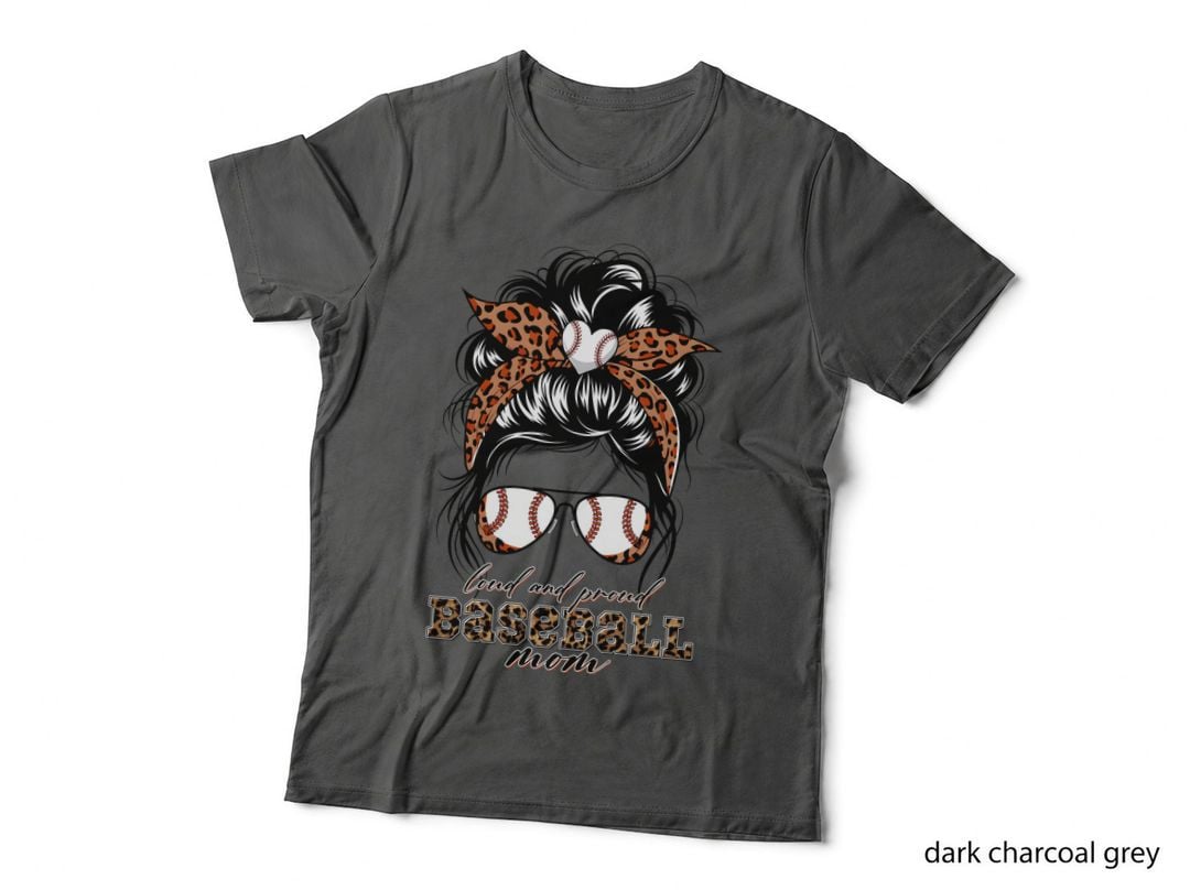 Loud and Proud Baseball Mom Sport Mom T-Shirt, Baseball Mom with Leopard Print