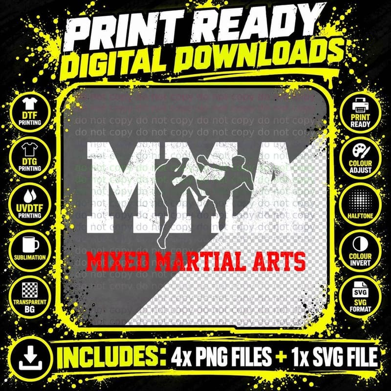 MMA Kickboxin Gift Fighter T-Shirt Png SVG Digital Bundle