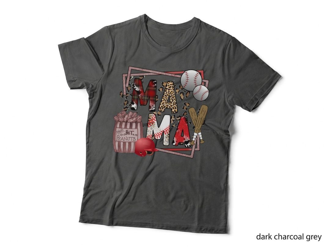 May Sport Mom T-Shirt, Baseball-Themed Collage with Graphic Tee