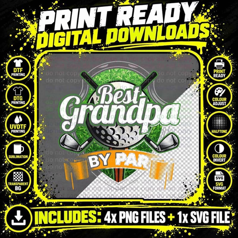 Mens Best Grandpa by Par Golf Player Funny Grandfather Png SVG Digital Bundle