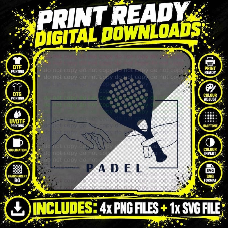 Michelangelo Creation of Adam Padel Tennis Padel T-Shirt Png SVG Digital Bundle