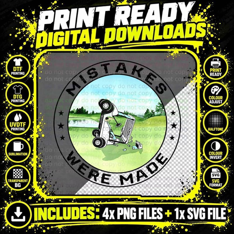 Mistakes Were Made Golf Cart Funny Golfing, Funny T-Shirt Png SVG Digital Bundle
