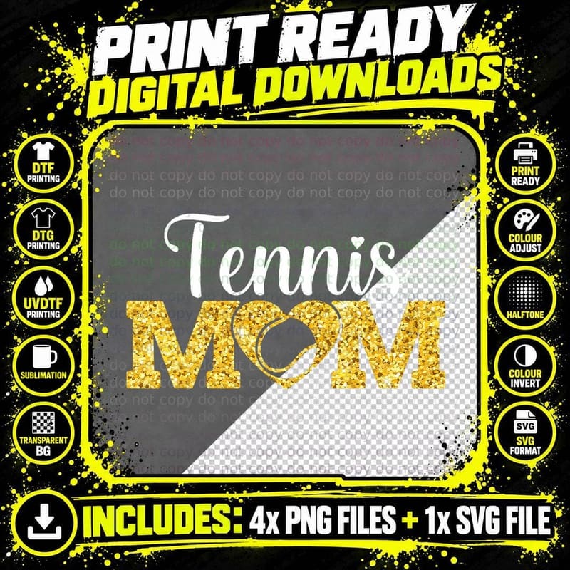 Mother's Day Tennis Mom Funny Sport Tennis Lover Png SVG Digital Bundle