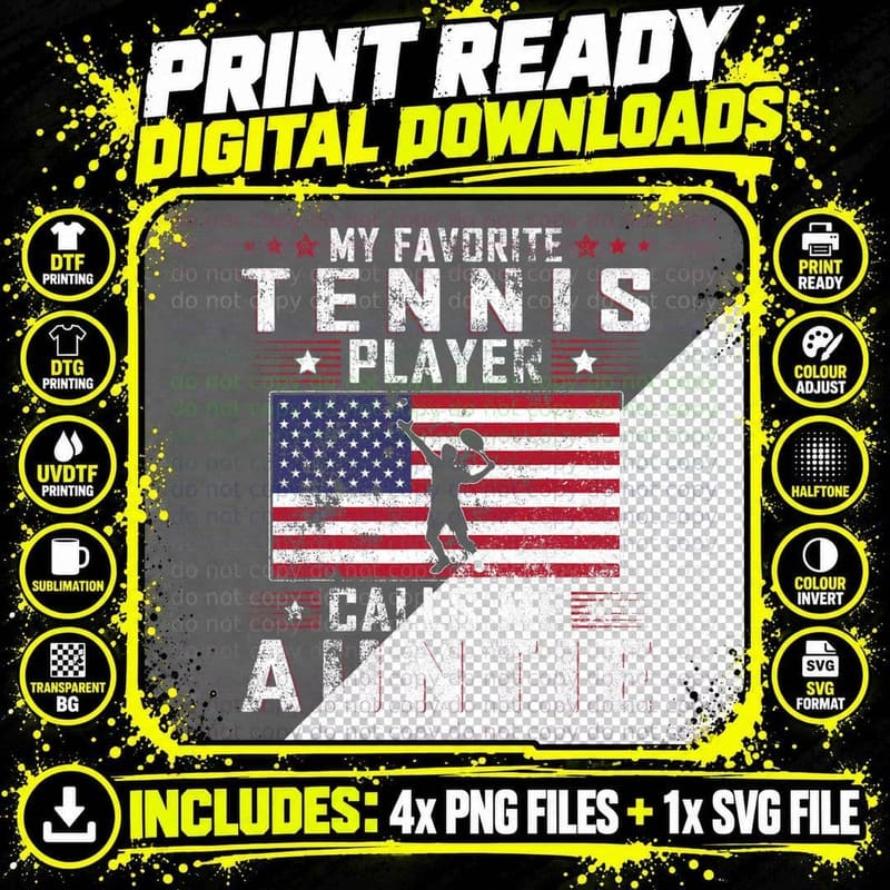 My Favorite Tennis Player Calls Me Auntie Mother Day Png SVG Digital Bundle