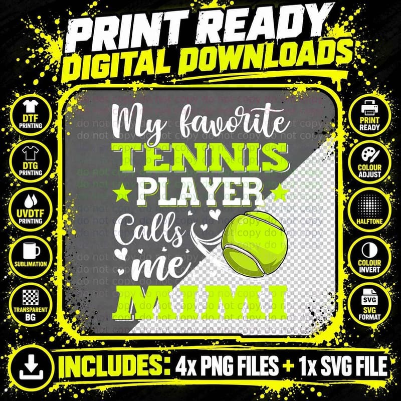 My Favorite Tennis Player Calls Me Mimi Mors Day Png SVG Digital Bundle