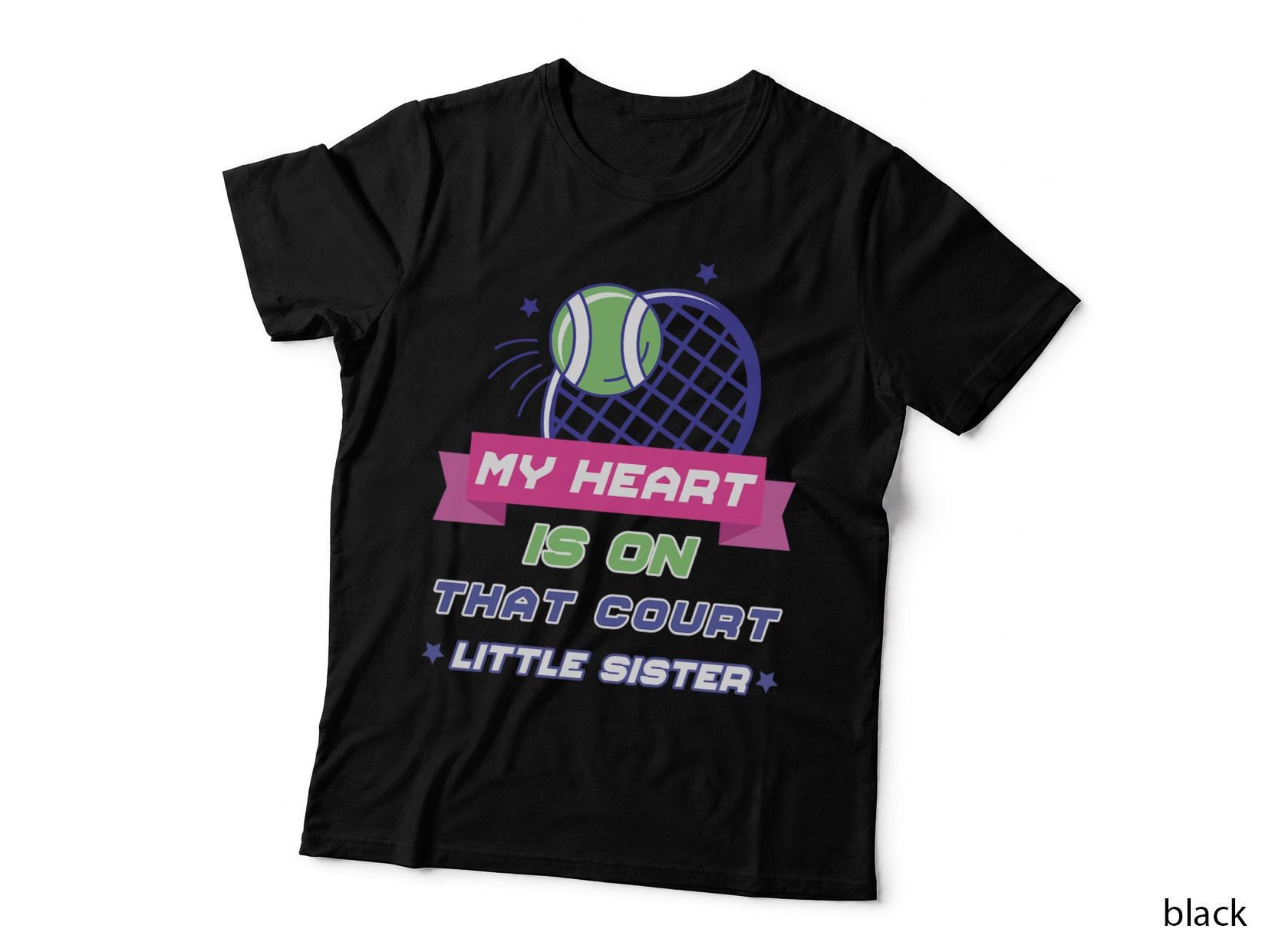 My Heart Is on That Court Tennis Little Sister, Sports Fan, Tennis Gear T-Shirt
