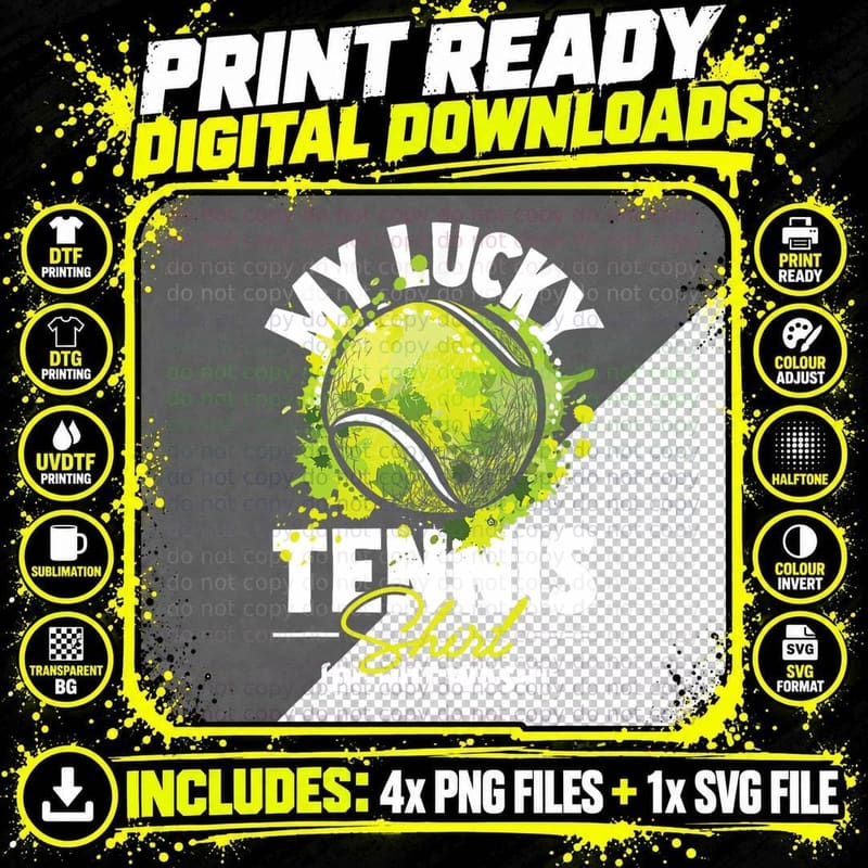 My Lucky Tennis Shirt - Tennis Player Tournament Sports Png SVG Digital Bundle