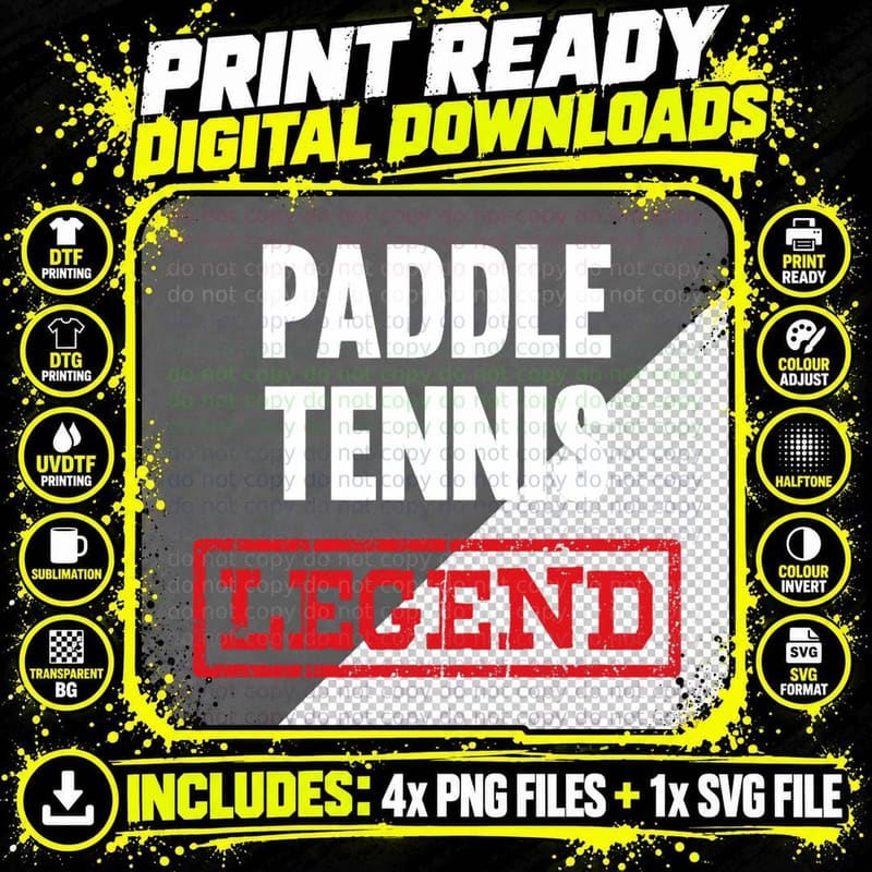Paddle Tennis Legend Padel Pickleball Player Png SVG Digital Bundle