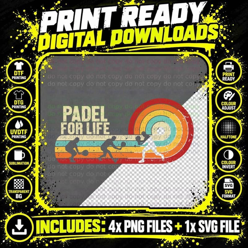 Padel for Life Paddleball Padel Tennis Platform Tennis Png SVG Digital Bundle