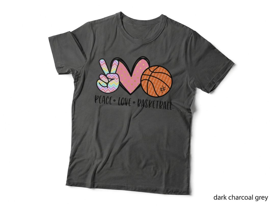 Peace Love Basketball Heart for Women Teens Tween Girls T-Shirt