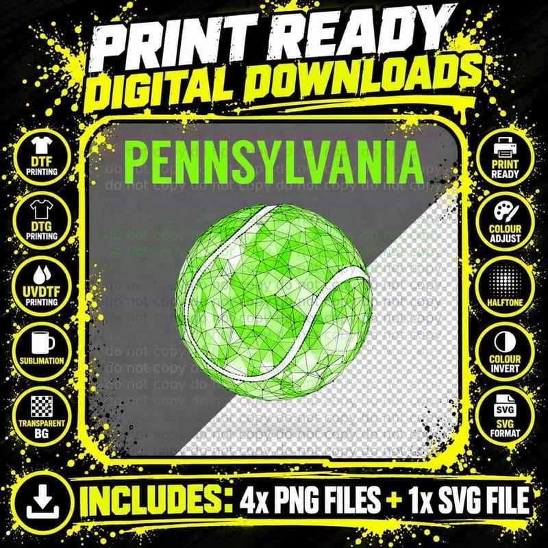 Pennsylvania Tennis Ball, Pa Sports Fan Png SVG Digital Bundle
