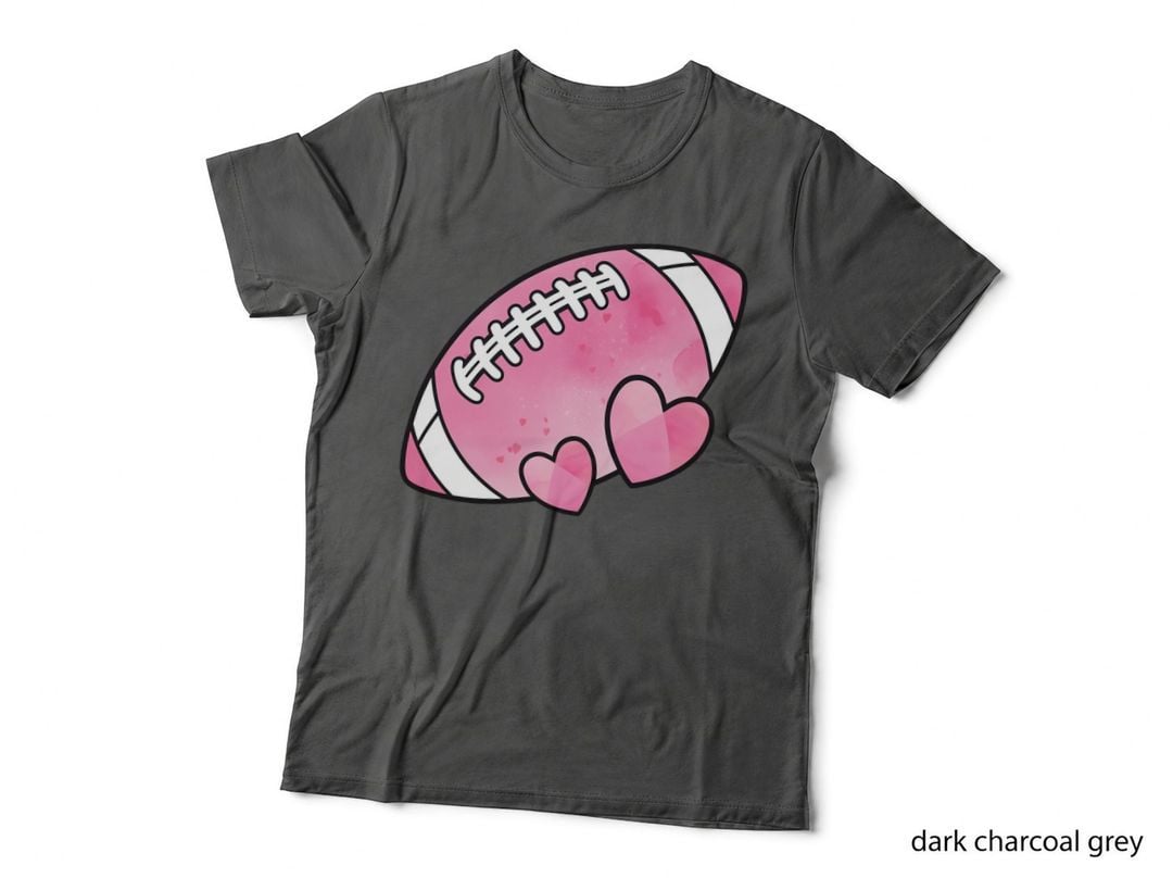 Pink Football Hearts Sport Mom T-Shirt, Sport Mom Graphic Tee