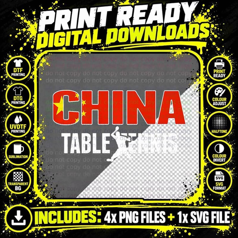 Proud China Table Tennis Lovers Jersey - Chinese Ping Png SVG Digital Bundle