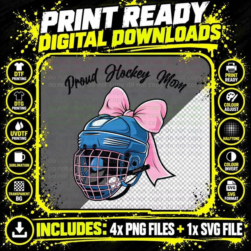 Proud Hockey Mom Sport Mom T-Shirt Png SVG Digital Bundle