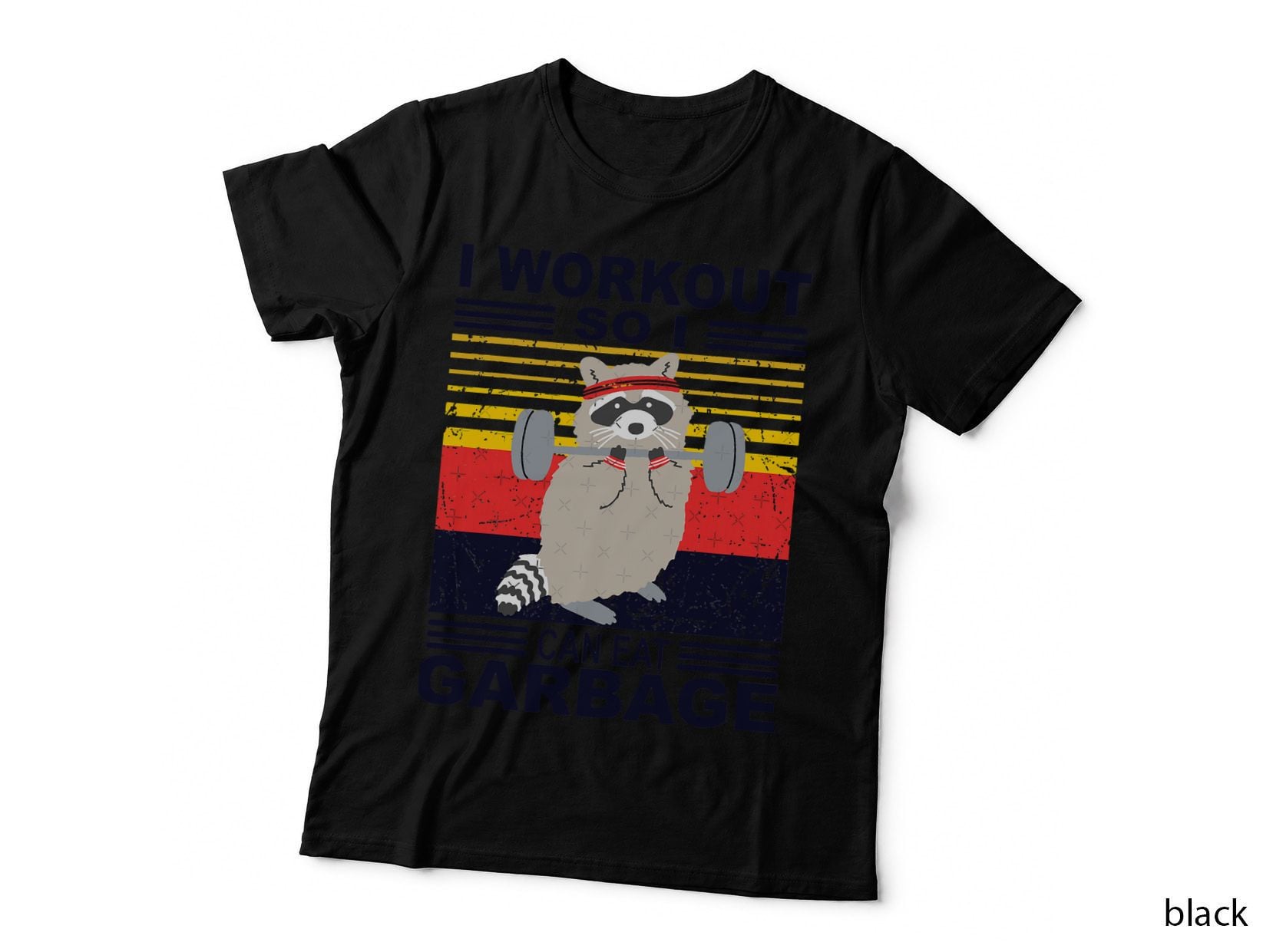 Raccoon Workout Vintage T-Shirt, Funny Gym Print, Animal Lover Apparel T-Shirt