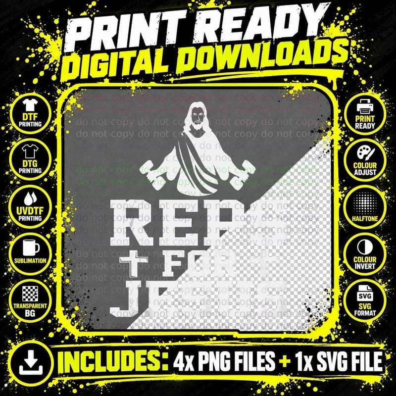 Reps for Jesus Funny Christian Gym Fitness Biceps Quote Png SVG Digital Bundle