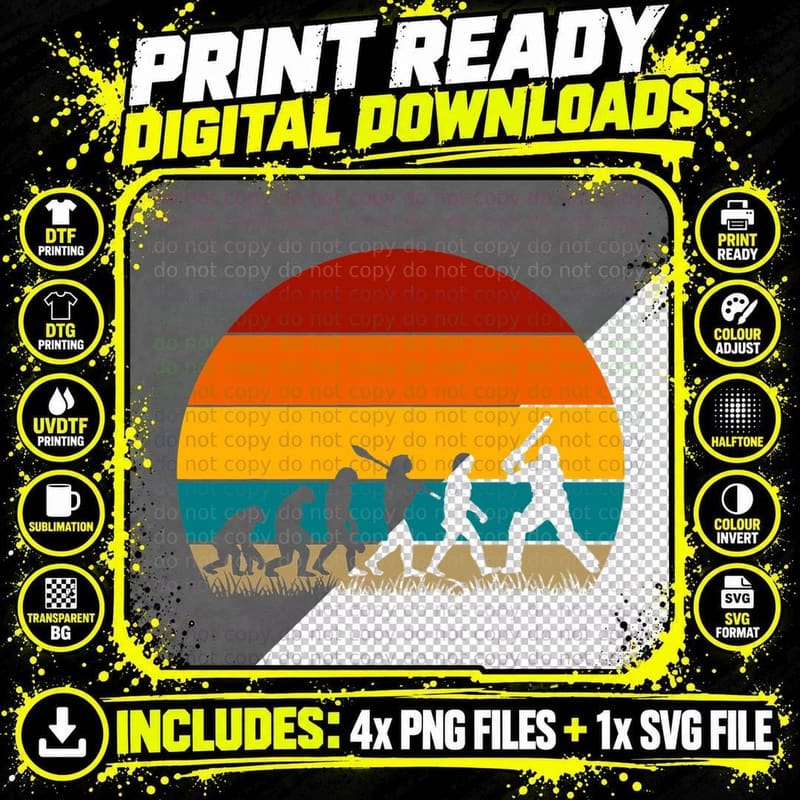 Retro Cricket Evolution - Funny Cricket T-Shirt Png SVG Digital Bundle