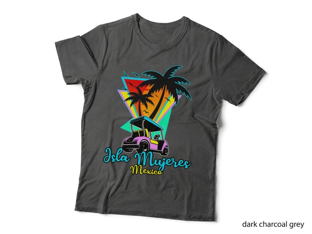 Retro Isla Mujeres Mexico - Island Near Cancun - Golf Cart T-Shirt
