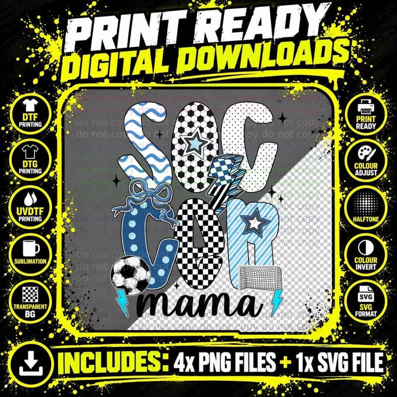 Soccer Mama Sport Mom T-Shirt, Soccer-Themed Graphic Png SVG Digital Bundle