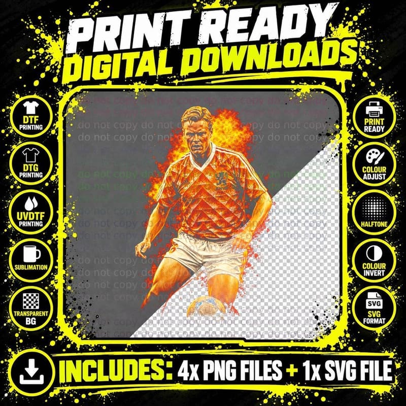 Soccer Player Halftone Print T-Shirt, Football Fan Gift Png SVG Digital Bundle
