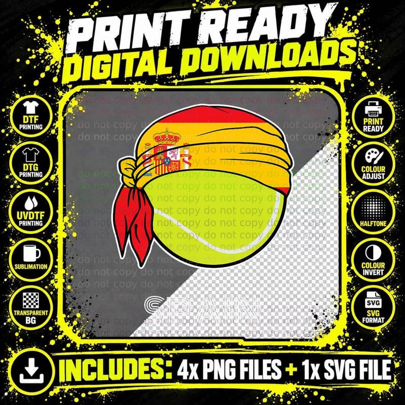 Spain Mens Tennis Top for Spanish Players Png SVG Digital Bundle