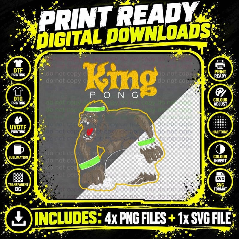 Table Tennis Gift King Pong, Ping Pong, Sports Png SVG Digital Bundle