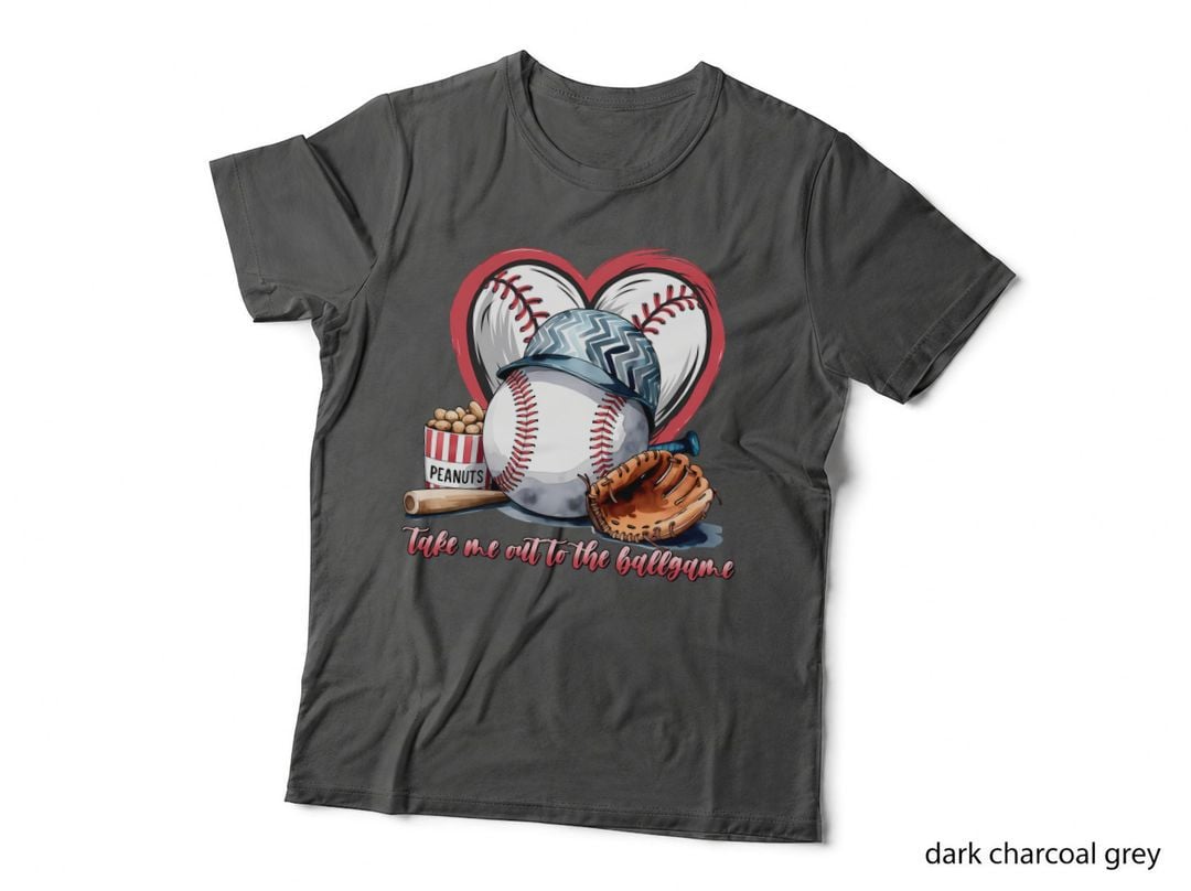 Take Me Out to the Ballgame Sport Mom T-Shirt, Baseball Love Heart with Gear