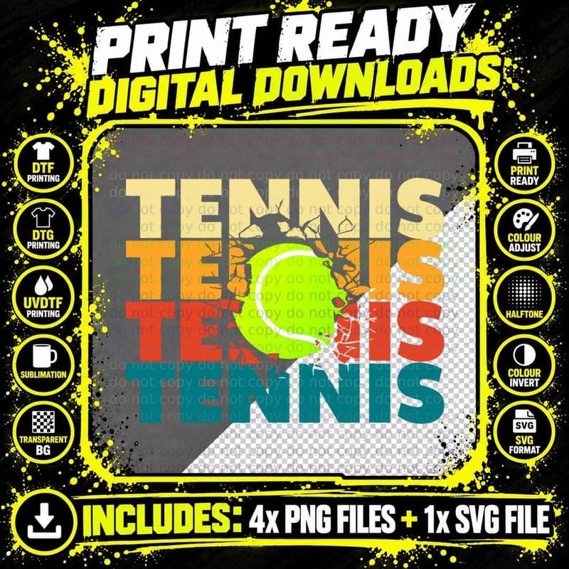 Tennis Apparel - Tennis T-Shirt Png SVG Digital Bundle