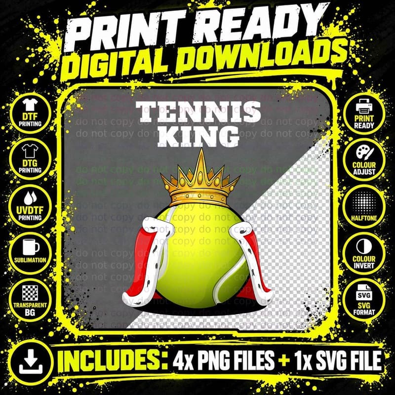 Tennis King Boys Tennis Player Shirt Mens Tennis T-Shirt Png SVG Digital Bundle