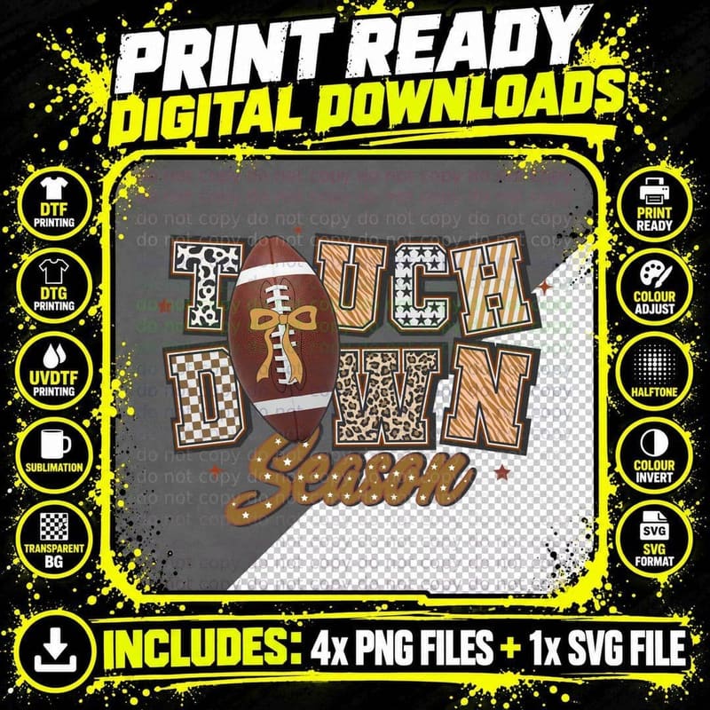 Touchdown Season Sport Mom T-Shirt Png SVG Digital Bundle
