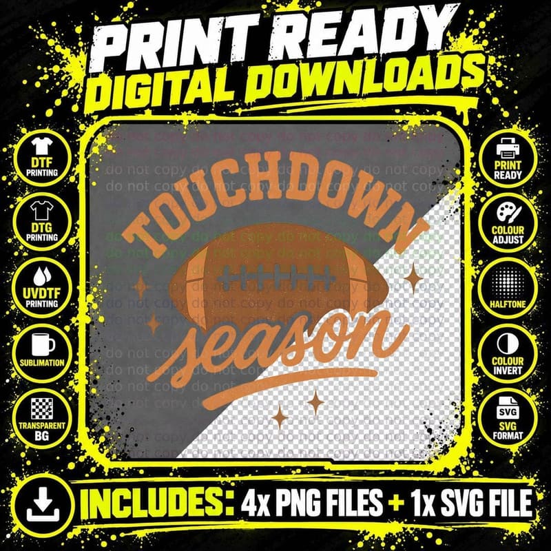 Touchdown Season Sport Mom T-Shirt Png SVG Digital Bundle