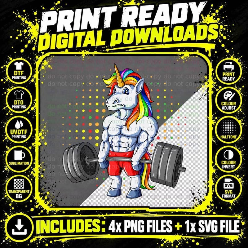 Weightlifting Unicorn Deadlifting Unicorn Powerlifting Png SVG Digital Bundle