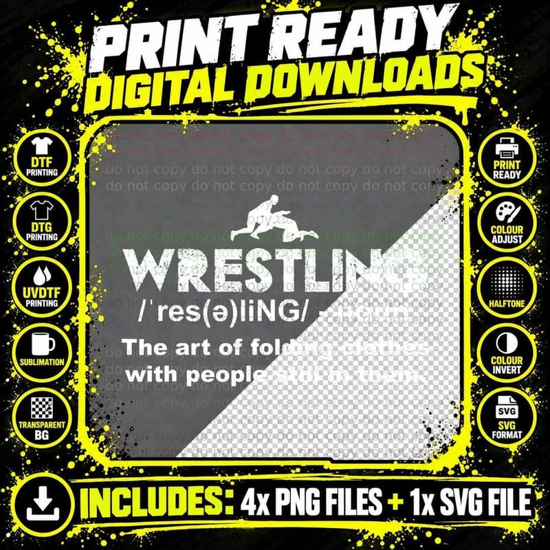 Wrestling Definition I Wrestling the Art of Folding Png SVG Digital Bundle