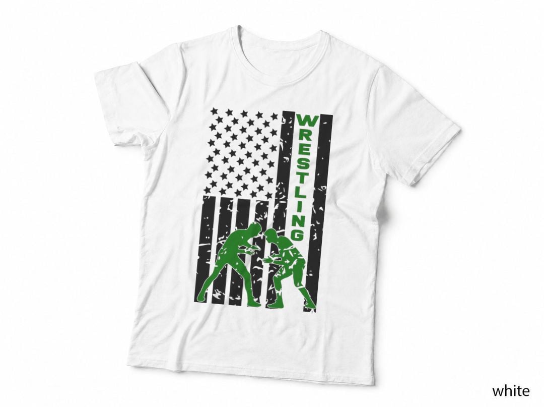 Wrestling Design T-Shirt, Wrestling Silhouette on American Graphic