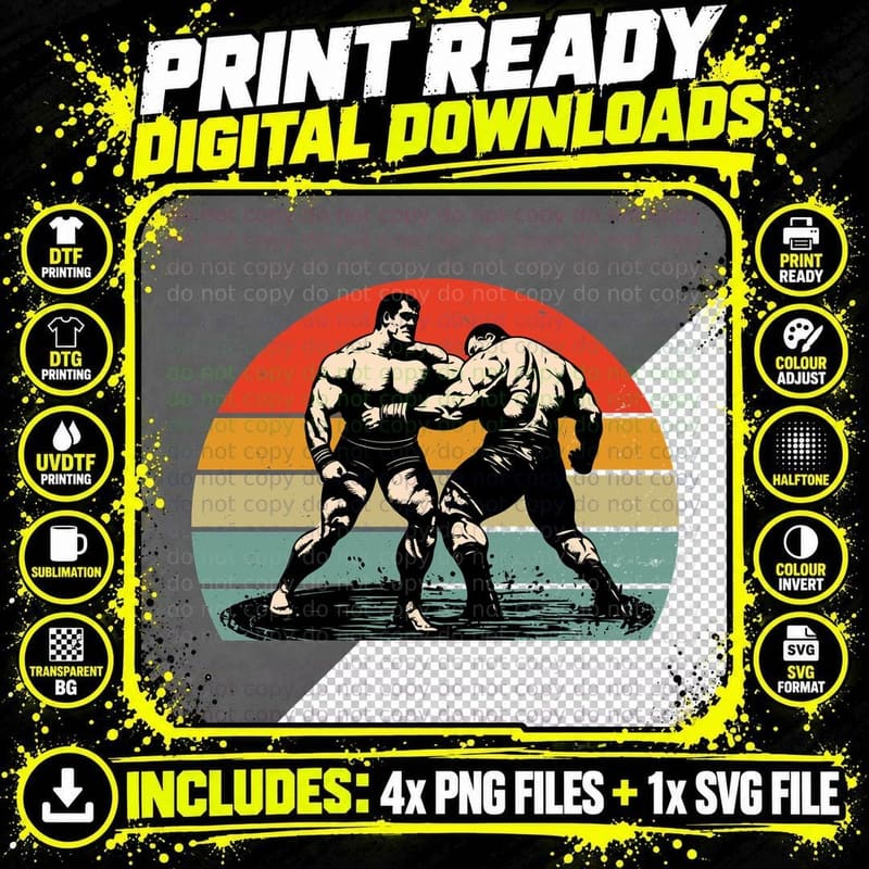 Wrestling Match in Water Wrestling T-Shirt Png SVG Digital Bundle