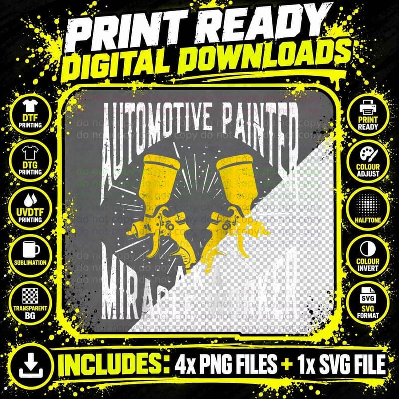 Autobody Painter Auto Body Automotive Png SVG Digital Bundle