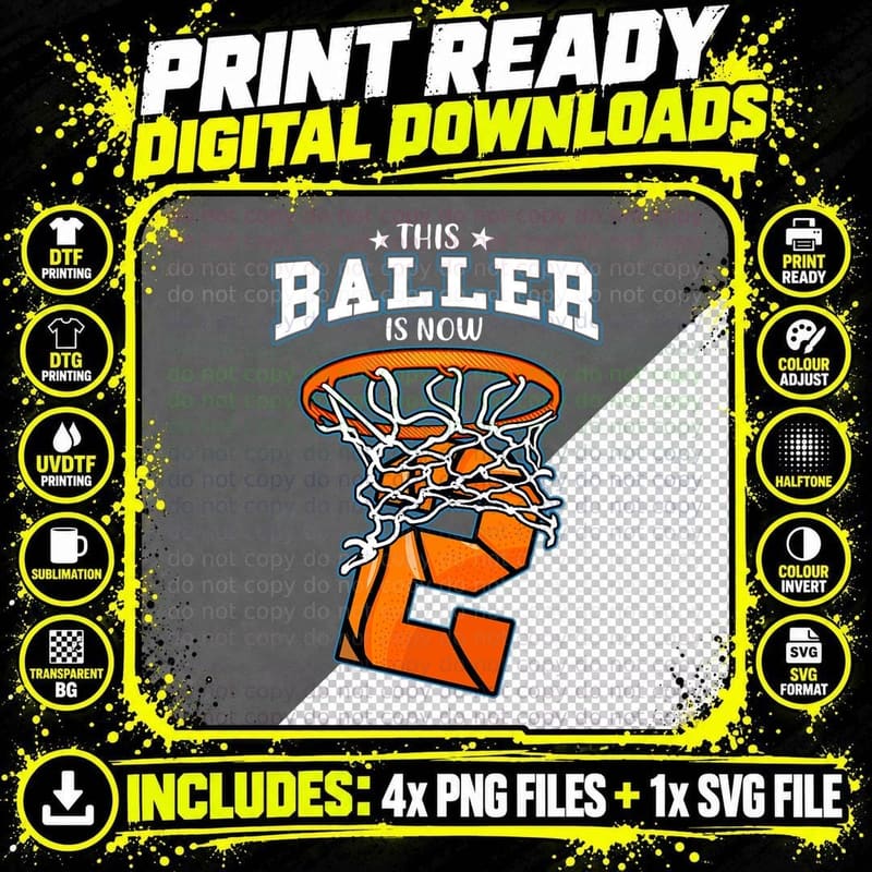 Baller Basketball Birthday T-Shirt, Sports Theme Png SVG Digital Bundle
