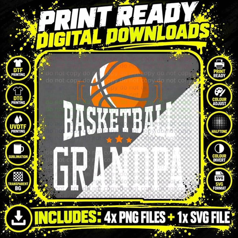 Basketball Grandpa Team Sports Fan T-Shirt Png SVG Digital Bundle