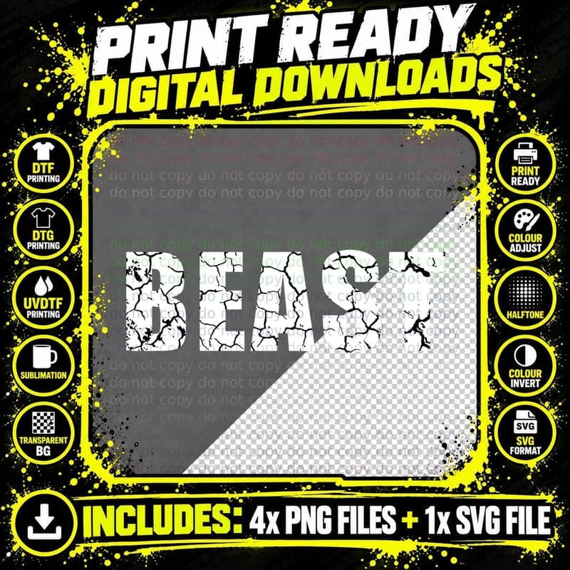 Beast Workout Gym Sport Mode Trendy Cool Looking T-Shirt Png SVG Digital Bundle